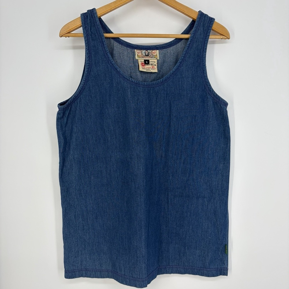 Vtg BIS Gene Ewing Rich Denim Tank Top S Blue Ranch Barn Prairie Coastal 80s 90s
